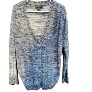 Lane Bryant Fair‎ Isle V-Neck Sweater Gray Women's Size 18/20